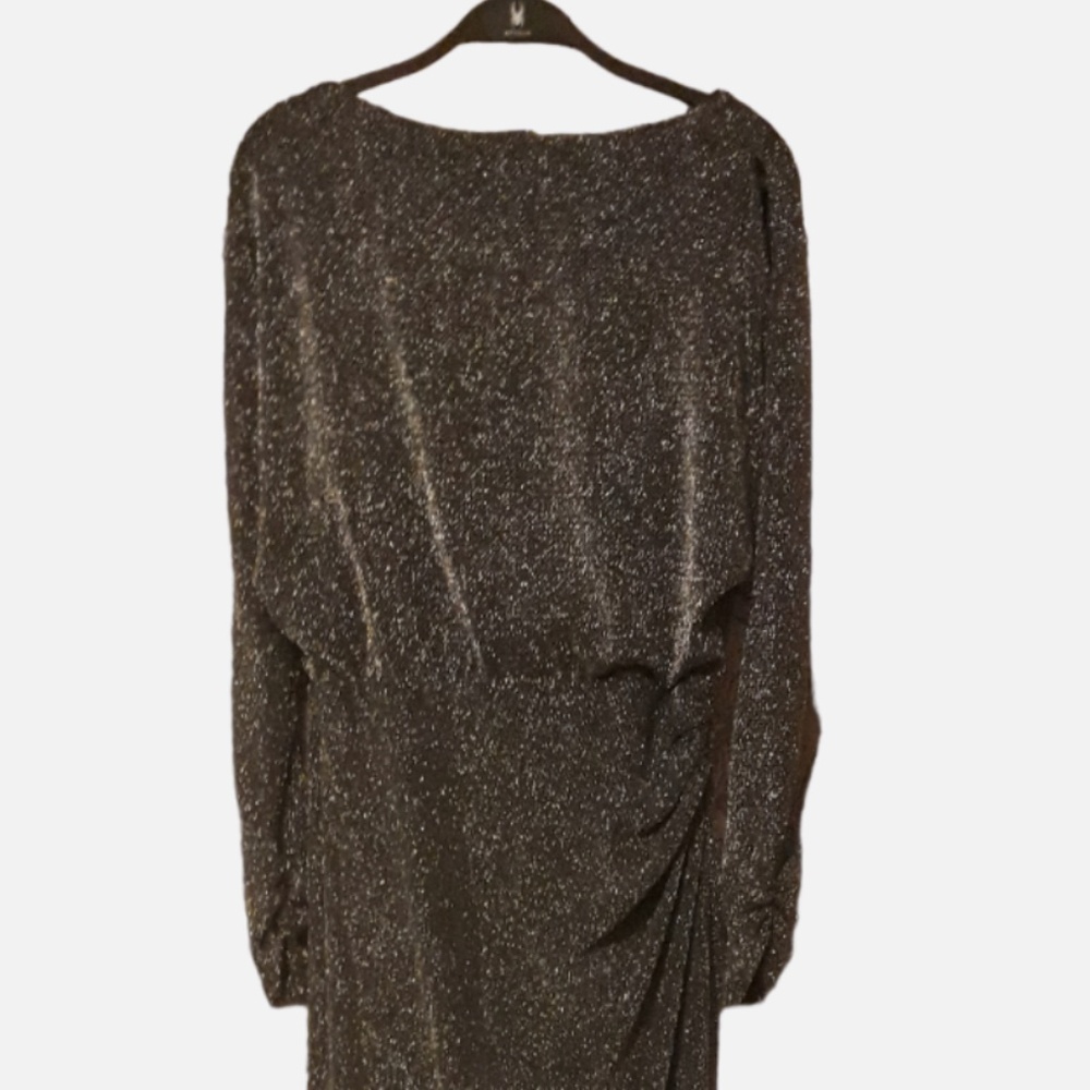 Lauren Ralph Lauren Womens Silver Black Gray Metallic Dress